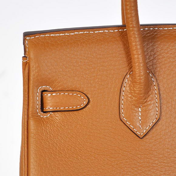 Super A Replica Hermes Birkin 25CM Tote Bags Togo Leather Camel Silver 60799 - Click Image to Close